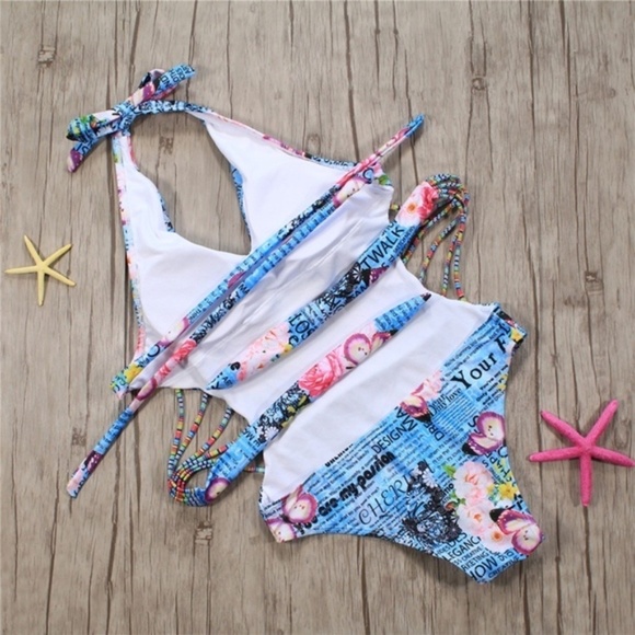 LAST ONE!! Floral Strappy Back One Piece Swimsuit Size Small - Picture 5 of 13